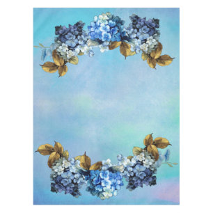 Shades of Blue Watercolor Hydrangeas Tablecloth