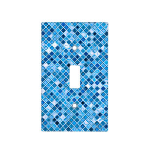 Shades Of Blue 'Watery' Mosaic Tiles Pattern Light Switch Cover