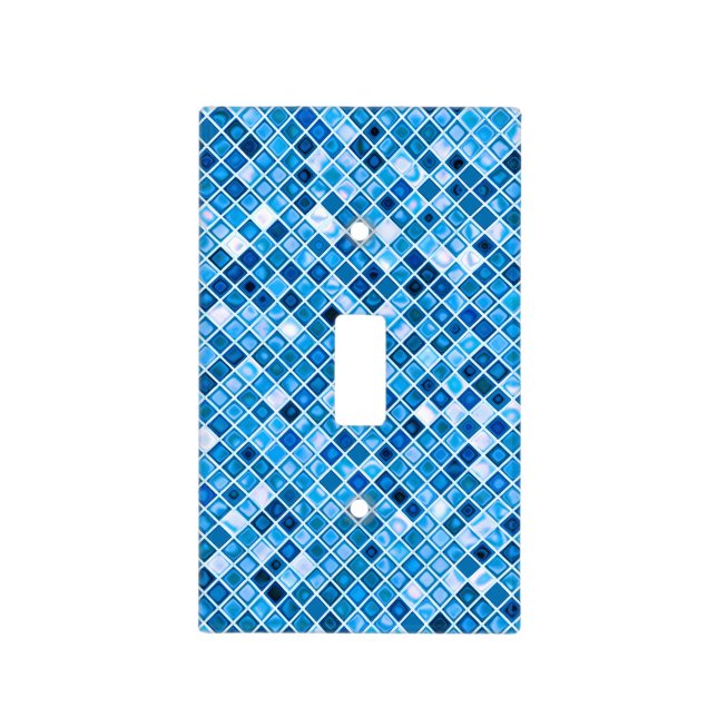 Shades Of Blue 'Watery' Mosaic Tiles Pattern Light Switch Cover (Front)