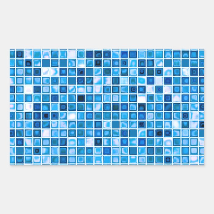 Shades Of Blue 'Watery' Mosaic Tiles Pattern Stickers