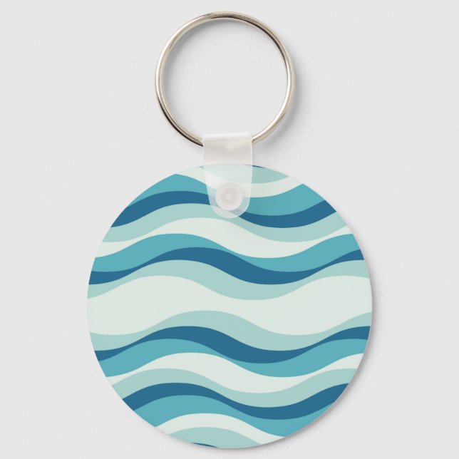 Shades of Blue Waves Pattern Keychain (Front)