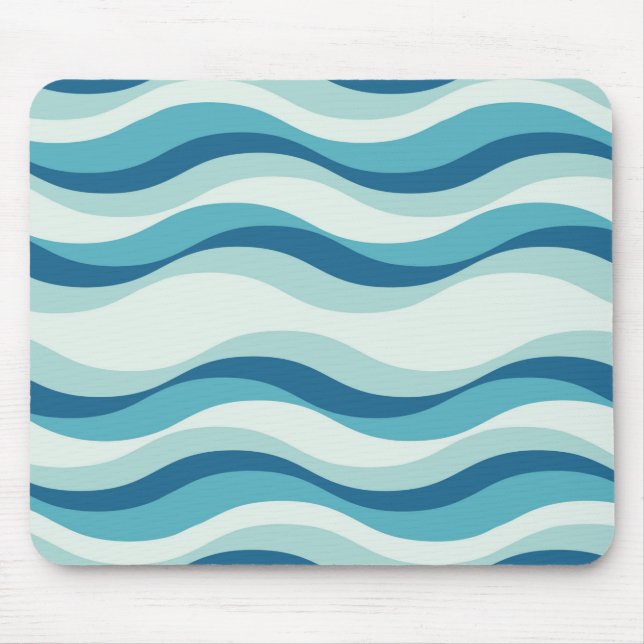 Shades of Blue Waves Pattern Mouse Pad (Front)
