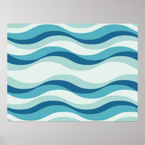 Shades of Blue Waves Pattern Poster