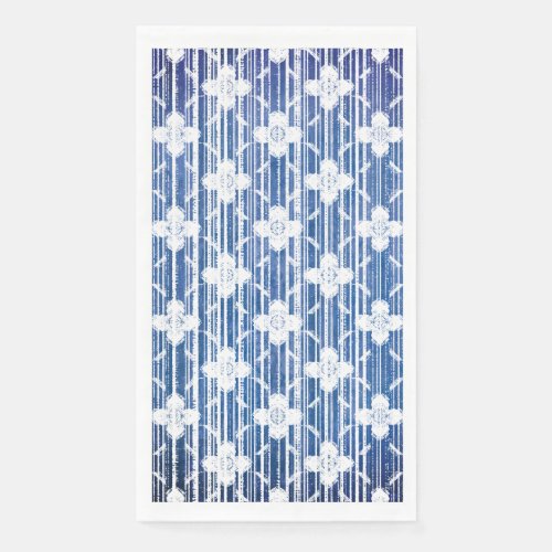 Shades of Blue White Ombre Striped Flowers Pattern Paper Guest Towels