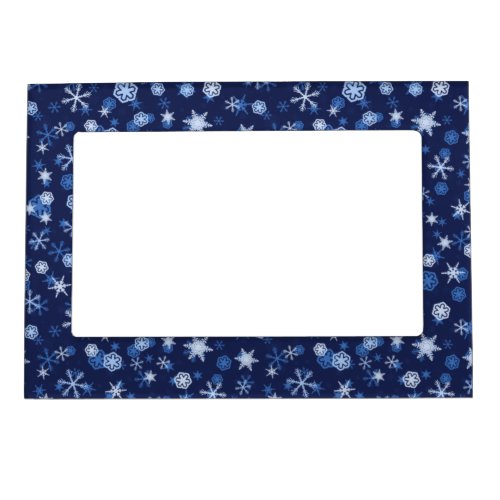 SHADES OF BLUE WINTER SNOWFLAKES MAGNETIC FRAME