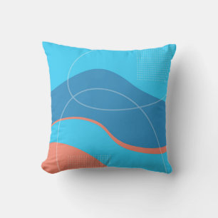 Shades of Blue With Salmon Abstract Art Design Throw Pillow