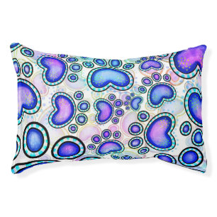 Shades of Blues & Purples Heart Print Dog Bed