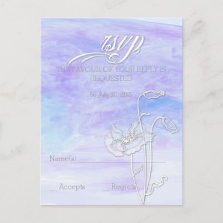 SHADES OF BLUES WATERCOLOR WEDDING RSVP INVITATION POSTCARD