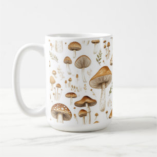 SHADES OF BROWN AND WHITE FALL MUSHROOMS COFFEE MUG