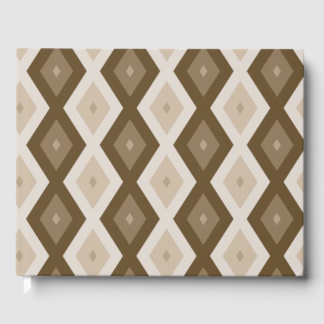 Shades of brown diamond pattern guest book (Front)