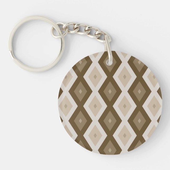 Shades of brown diamond pattern keychain (Front)