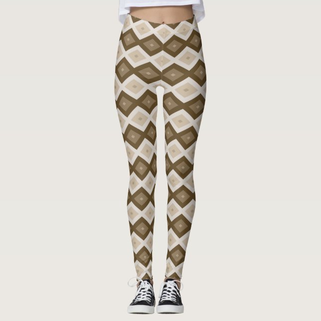 Shades of brown diamond pattern leggings (Front)