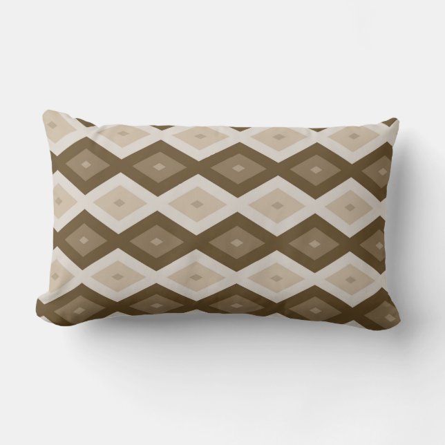 Shades of brown diamond pattern lumbar pillow (Front)
