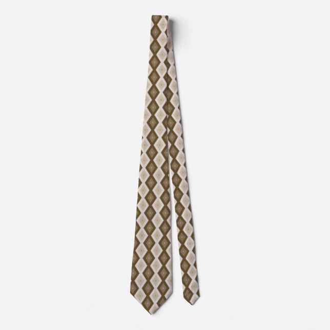 Shades of brown diamond pattern neck tie (Front)