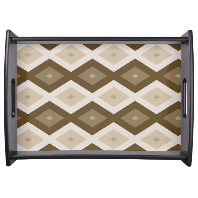 Shades of brown diamond pattern serving tray (Front)