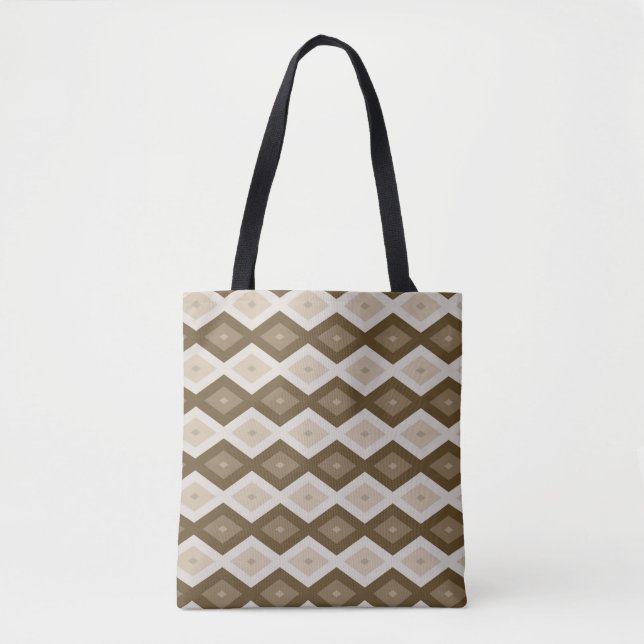 Shades of brown diamond pattern tote bag (Front)