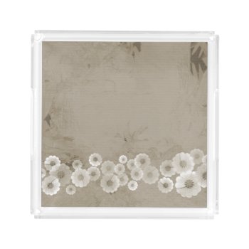 Shades Of Brown Flowers Square Acrylic Tray by TheHomeStore at Zazzle