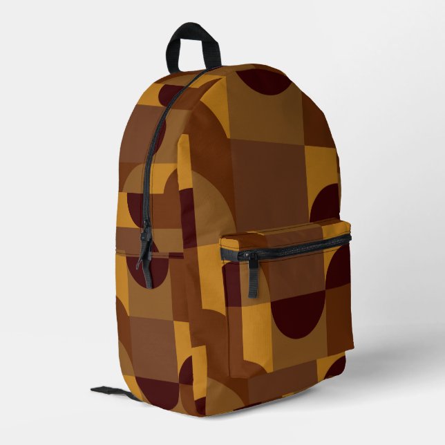 Shades of brown geometric shapes pattern printed backpack  display picture 3