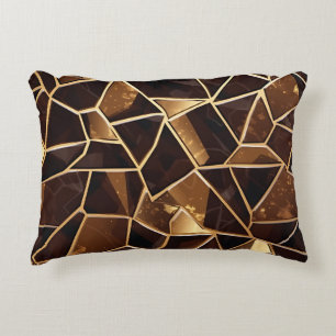 SHADES OF BROWN & GOLD MOSAIC CHIP PATTERNS ACCENT PILLOW