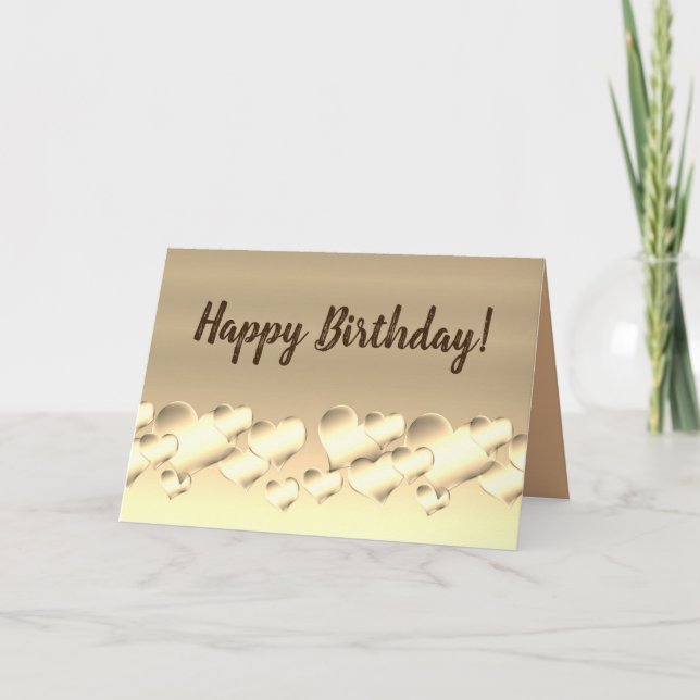 Shades of Brown Hearts, Men's Birthday Card (Front)