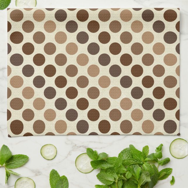 Shades of Brown Polka Dots by Shirley Taylor Kitchen Towel (Folded)