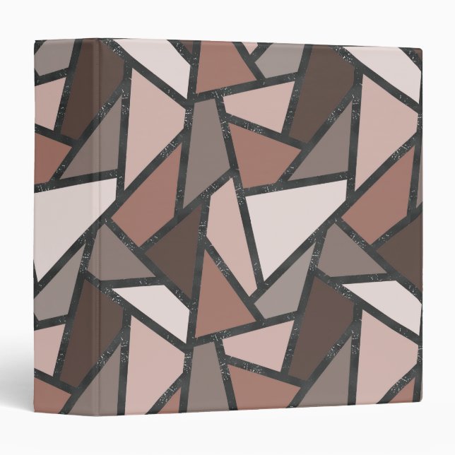 Shades of brown stained glass pattern 3 ring binder (Front/Spine)