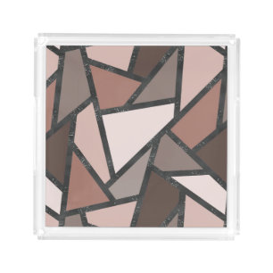 Shades of brown stained glass pattern acrylic tray