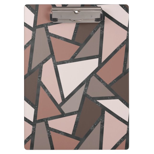 Shades of brown stained glass pattern clipboard (Front)