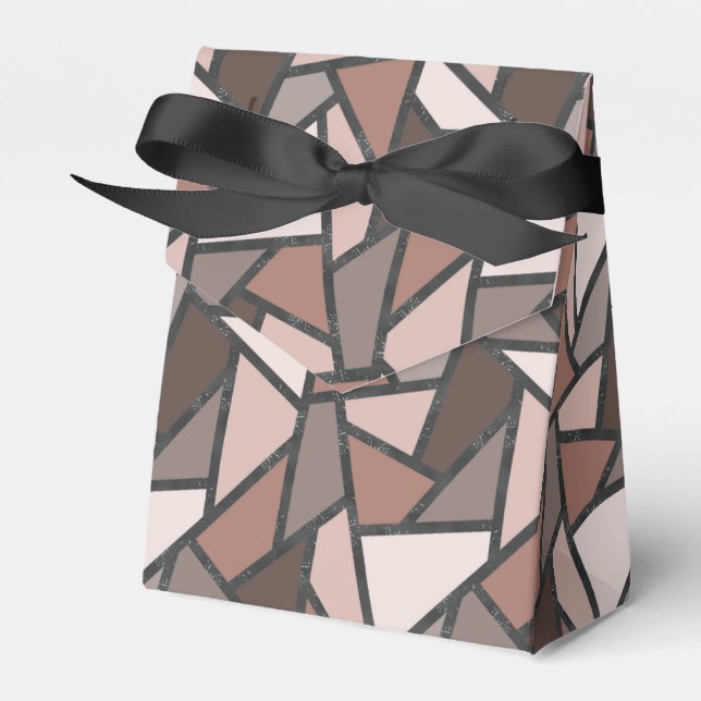 Shades of brown stained glass pattern favor boxes (Front Side)