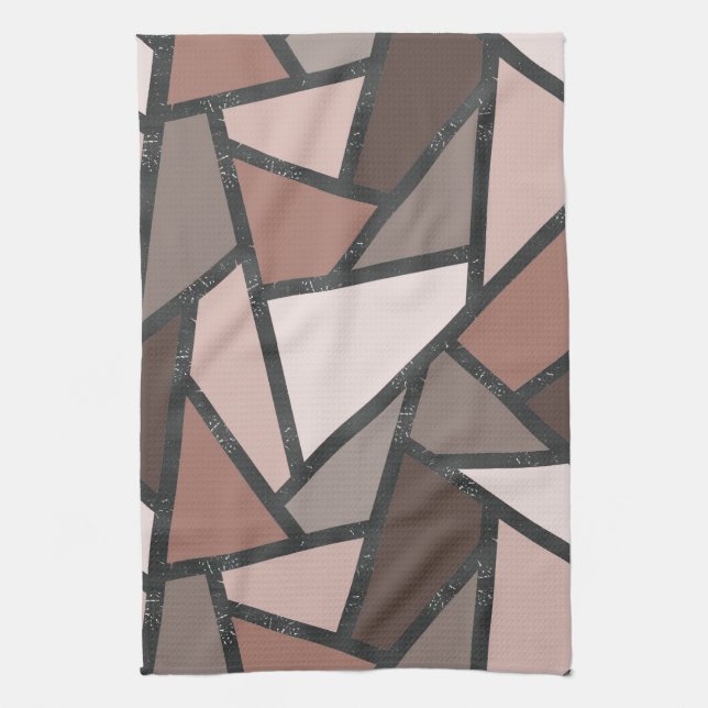 Shades of brown stained glass pattern kitchen towel (Vertical)