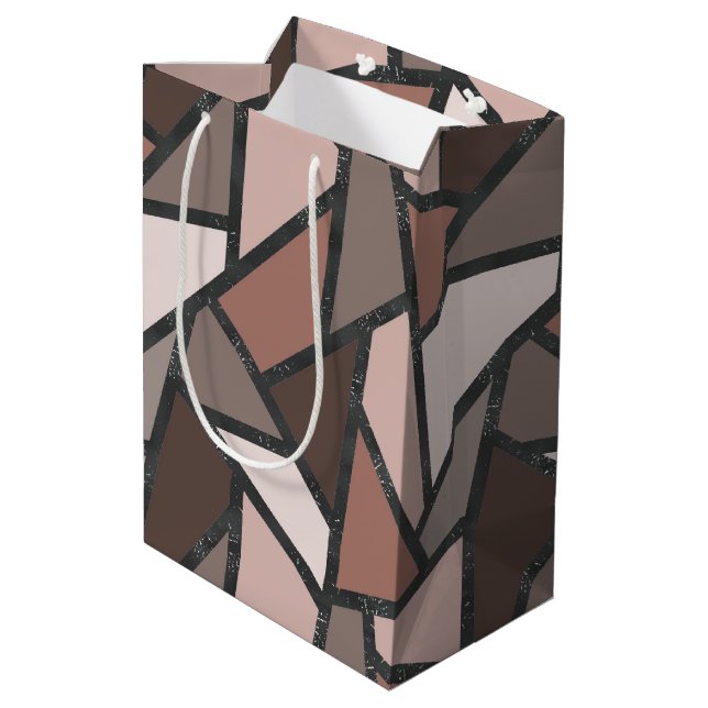 Shades of brown stained glass pattern medium gift bag (Back Angled)