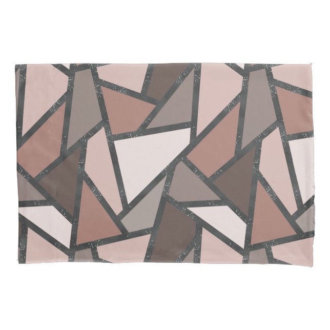 Shades of brown stained glass pattern pillow case (Front)