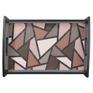 Shades of brown stained glass pattern serving tray