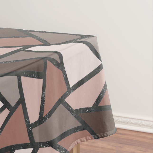 Shades of brown stained glass pattern tablecloth (In Situ)