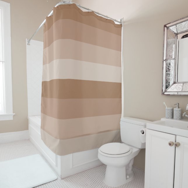 Shades of Brown Stripes Shower Curtain (In Situ)