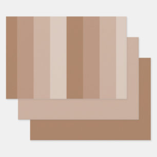 Shades of Brown Stripes Wrapping Paper Sheets