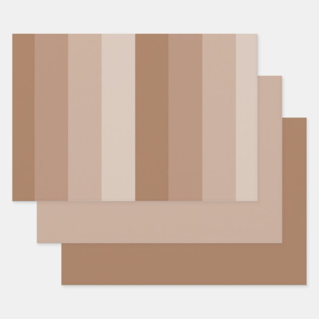 Shades of Brown Stripes Wrapping Paper Sheets (Set)