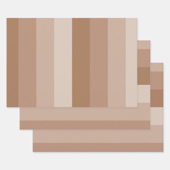 Shades of Brown Stripes Wrapping Paper Sheets (Set)