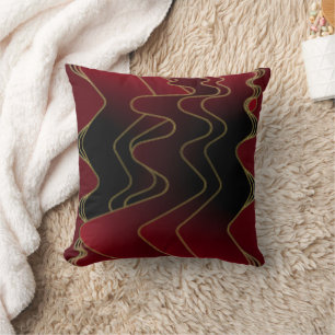 Shades of Burgundy Optic Waves Throw Pillow