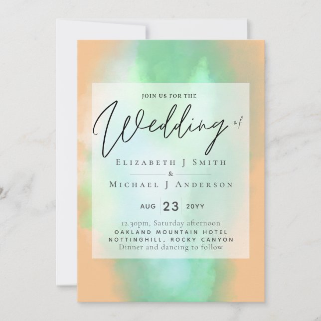 Shades of Coral Mint Modern Budget Wedding (Front)