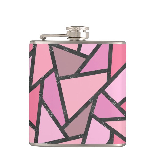 Shades of coral stained glass pattern flask (Front)