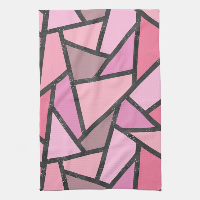 Shades of coral stained glass pattern kitchen towel (Vertical)