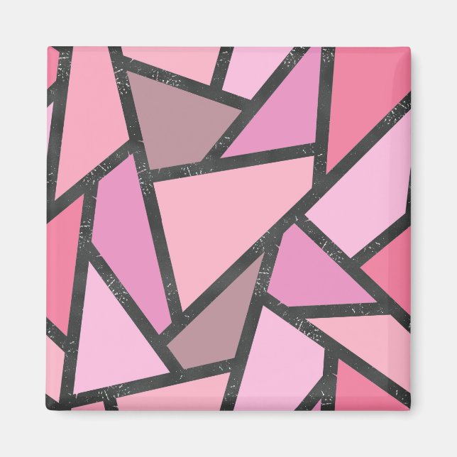 Shades of coral stained glass pattern magnet (Front)