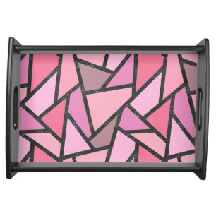 Shades of coral stained glass pattern serving tray