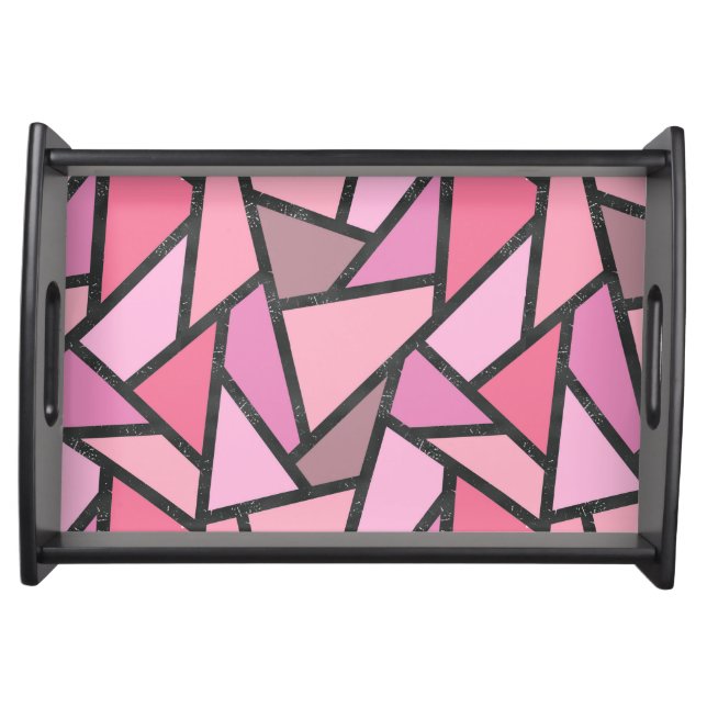 Shades of coral stained glass pattern serving tray (Front)