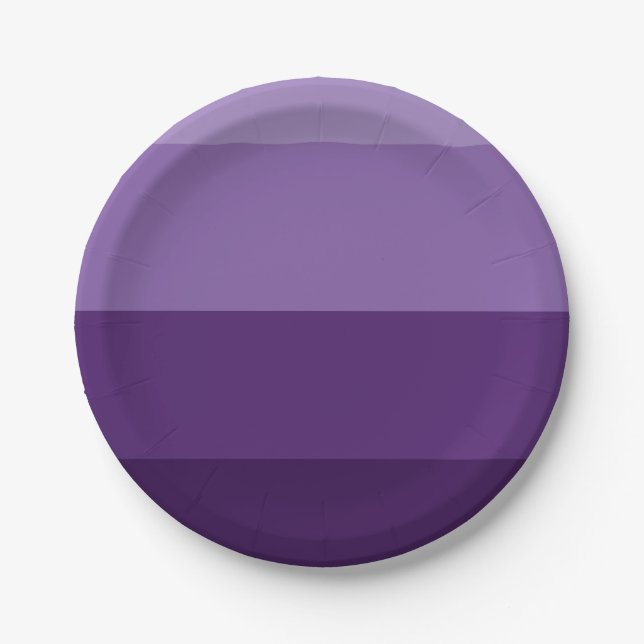 Shades of Dark and Light Purple Stripes Party Paper Plates (Front)