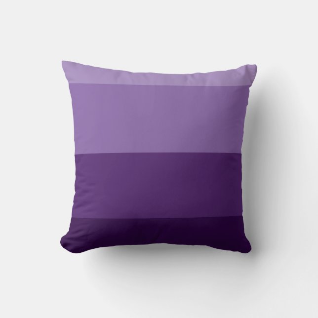 Shades of Dark and Light Purple Stripes Throw Pillow (Front)