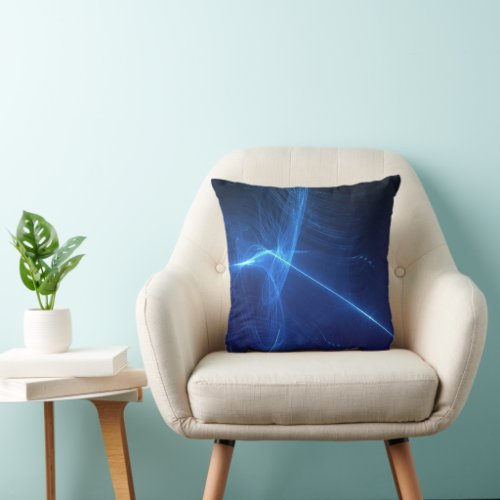 Shades of Dark Blue and Swirling White Light Throw Pillow