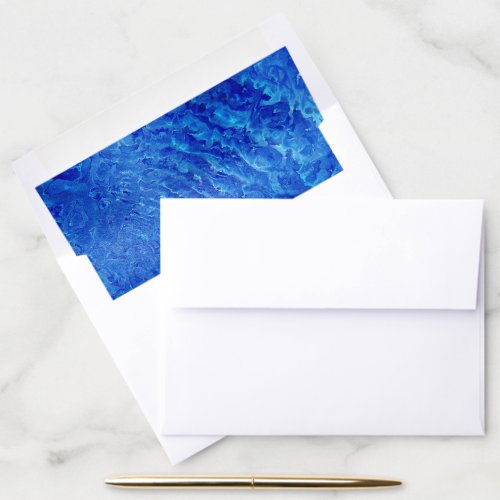 Shades of Dark Blue Ocean Water Waves Watercolor  Envelope Liner