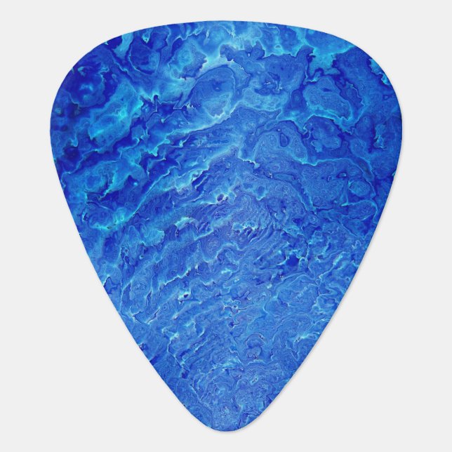 Shades of Dark Blue Ocean Waves Texture Guitar Pick (Front)